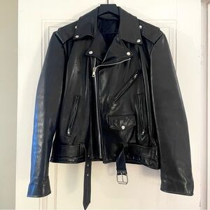 Vintage Classic Black Leather Motorcycle Jacket, Union Made in the USA, Men’s M
